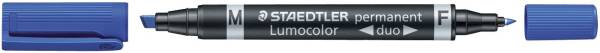 Permanentmarker Lumocolor duo nachfüllbar, 0,6 mm und 1,5 4 mm, blau®