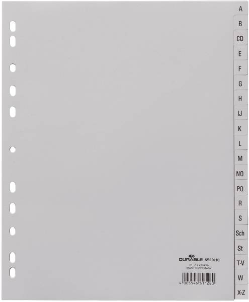 Register A Z, PP, grau, A4 Überbreite, 12 Blatt