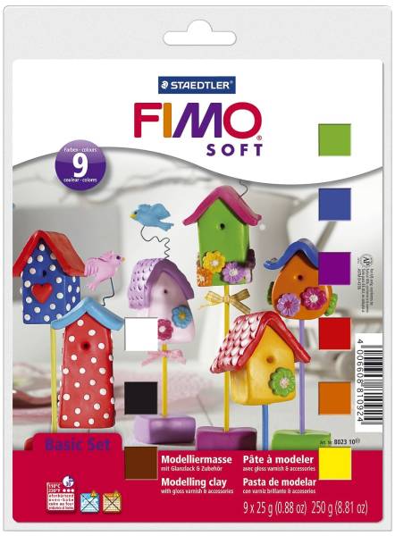 Modelliermasse soft Basis Set Kunststoff, 9 x 25 g, sortiert®