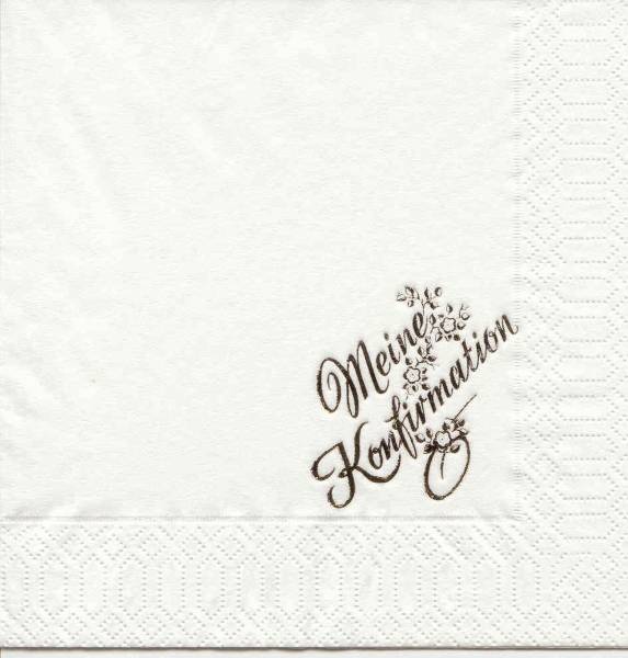 Motivserviette 33x33cm Konfirmation 490039 weiß/gold 10ST