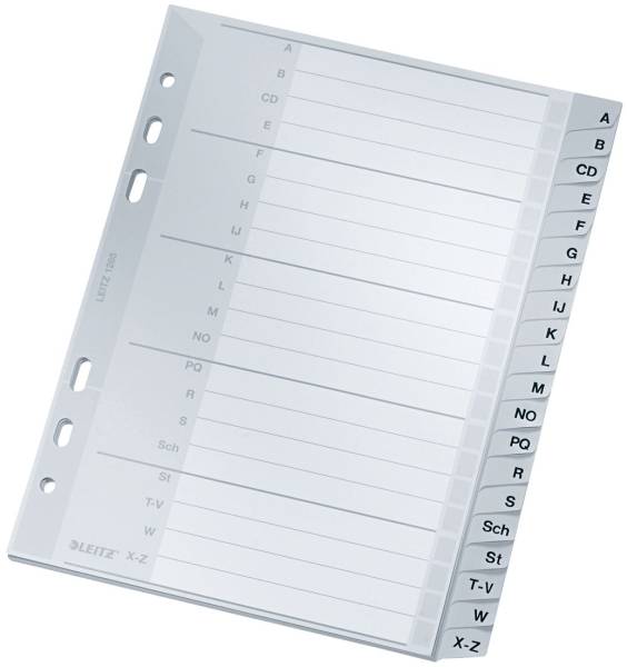 1265 Register A Z, PP, A5 Überbreite, 165 x 210 mm, 20 Blatt, grau