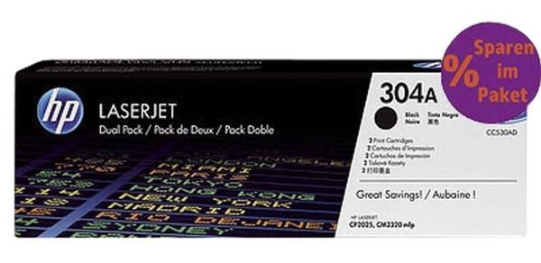 Druckkassetten schwarz, 2 x 3 500 Seiten, CC530AD®
