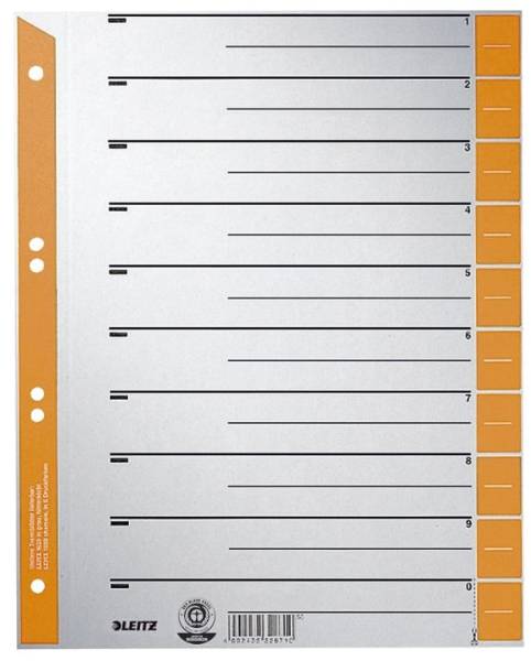 1652 Trennblätter A4 Überbreite, orange, farbiger Lochrand, 100 Stück
