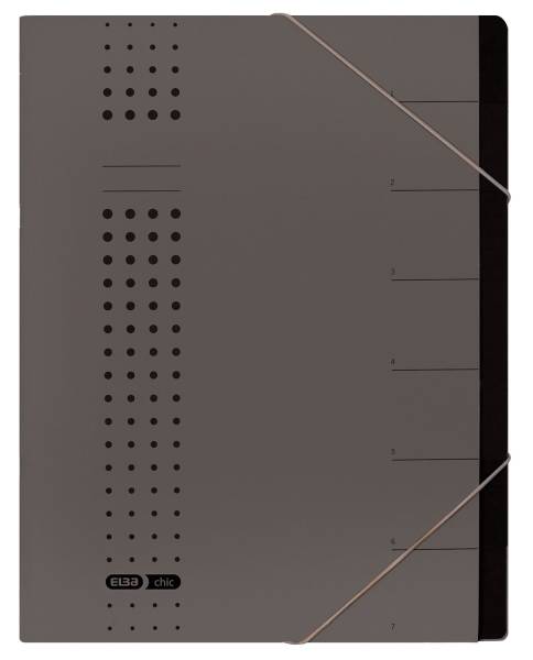 Ordnungsmappe chic 7 Fächer, A4, Karton (RC), 450 g qm, anthrazit