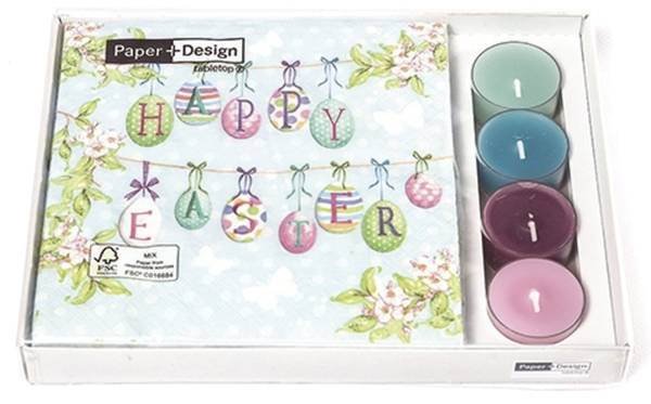 PAPER+DESIGN Kombibox Servietten mit Teelicht Easter KB-200405