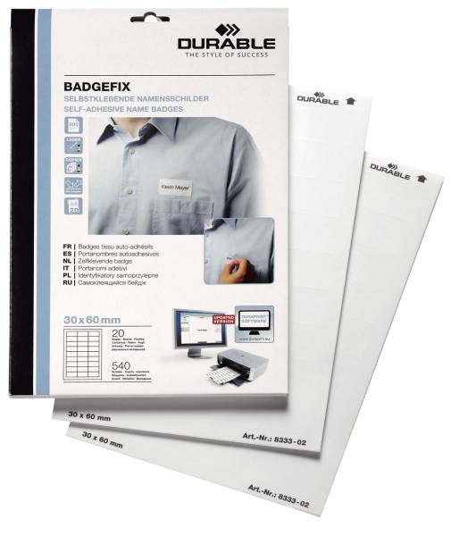 DURABLE Namensschild 30x60mm sk weiß 8333 02 Ac.Seide 540St