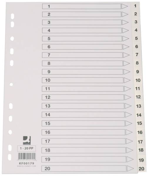 Zahlenregister 1 20, PP, A4, 20 Blatt, weiß