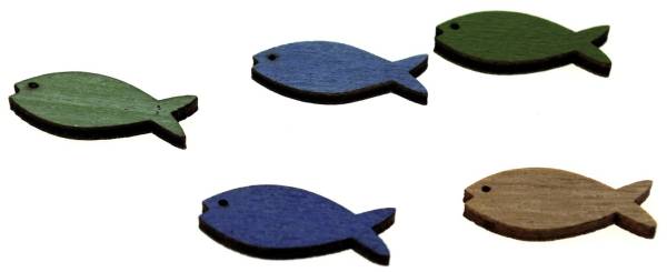 Streufigur Fisch 25 mm, 12 Stück, Holz, sortiert