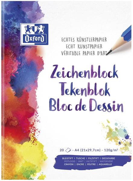 Zeichenblock A4, 20 Blatt, 120 g qm