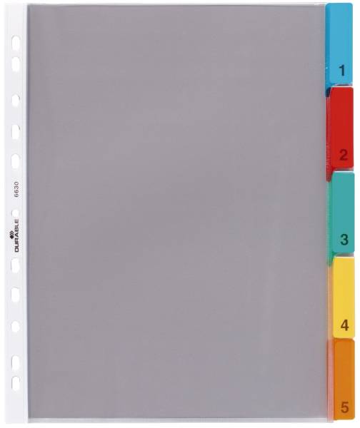 Hüllenregister Folie, blanko, transparent, A4, 5 Blatt