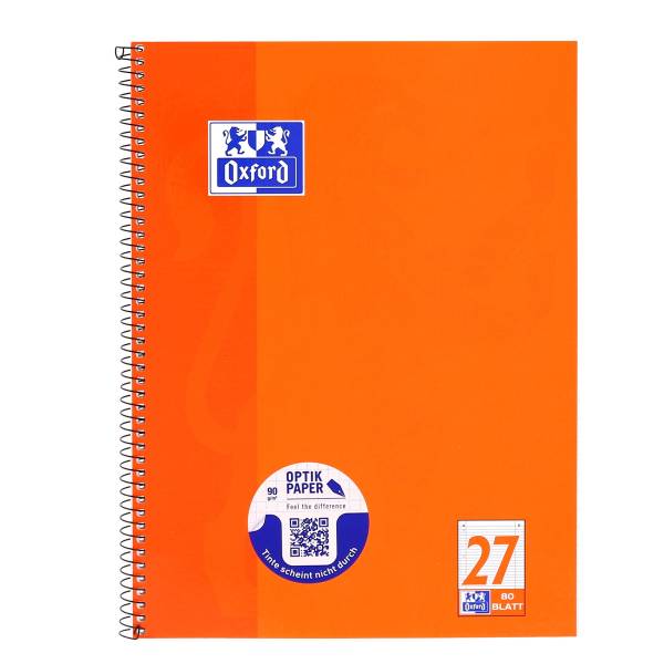 Collegeblock Schule, Optik Paper 90 g qm, A4+, liniert, 80 Blatt, Rand beidseitig, perforiert, 4 fac
