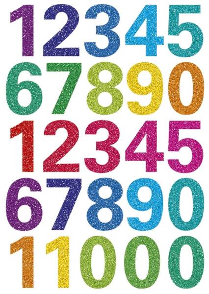 3279 Schmucketikett MAGIC Zahlen 25 Stück, bunt, gittery