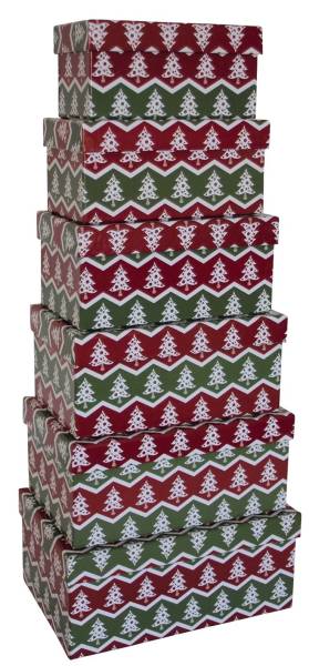 Weihnachtsgeschenkkarton Bäumchen 6 tlg , rechteckig