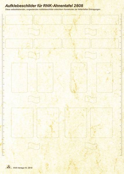 RNK Etikettenbl. f.Ahnentafel 2818