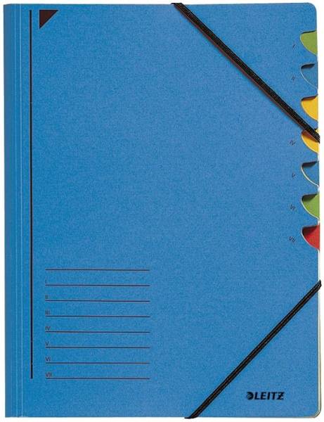 3907 Ordnungsmappe 7 Fächer, A4, Pendarec Karton (RC), 430 g qm, blau
