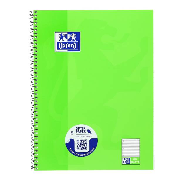 Collegeblock Schule, Optik Paper 90 g qm, A4+, 9mm liniert, 80 Blatt