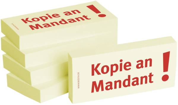Bedruckte Haftnotizen Text: Kopie an Mandant