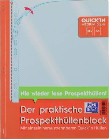 OXFORD Prospekthüllenblock 60 Stück farblos 400143153 Economy Quick