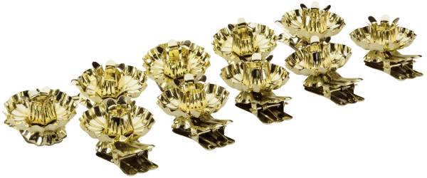 Weihnachtsschmuck Christbaumkerzenhalter Ø 15 mm, gold, 10 Stück