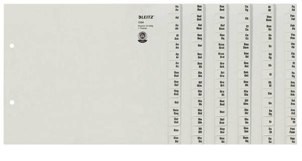 1324 Registerserie A Z, Papier, A4 Überbreite, für 24 Ordner, grau