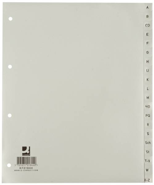 Register A Z, PP, mit Index, A4 Überbreite, 20 Blatt, grau