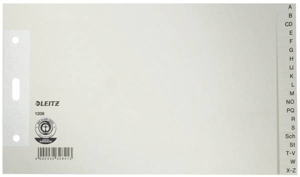 1206 Papierregister A Z A5 quer, Überbreit, 100 g qm, 20 Blatt, grau