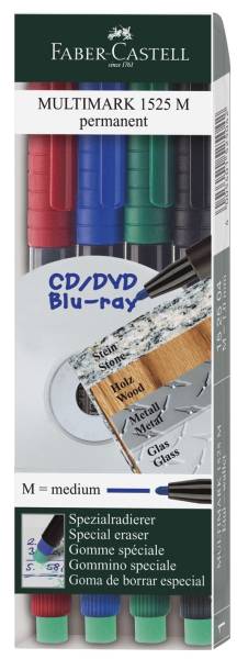 CD Marker MULTIMARK, wasserfest, Strichstärke: ca 1 mm, 4 Farben, Etui