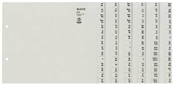 1306 Registerserie A Z, Papier, A4 Überbreite, für 6 Ordner, grau