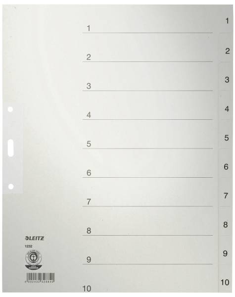 LEITZ Register A4 1-10 grau 12320085 Papier 10tlg.