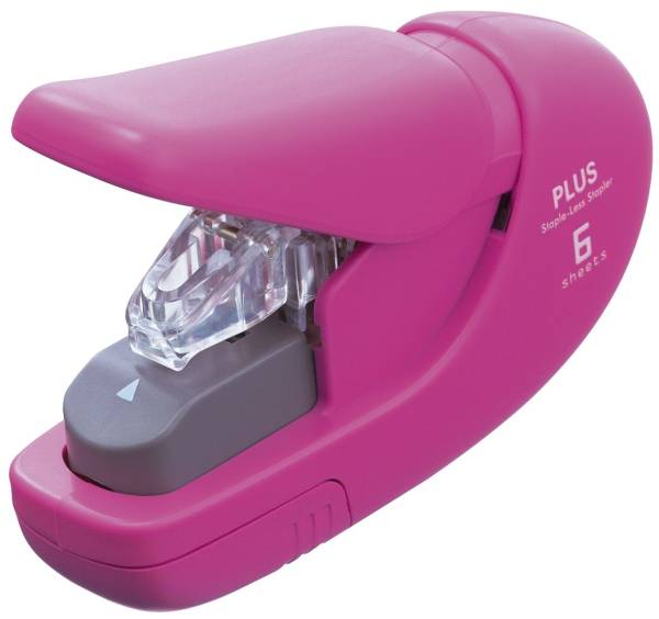 Heftgerät klammerlos pink, bis 5 Blatt