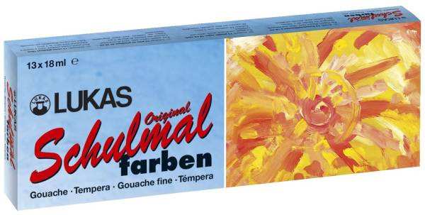 Schulmalfarbe, Grund und Zusatzfarben, 13 Farben x 18 ml