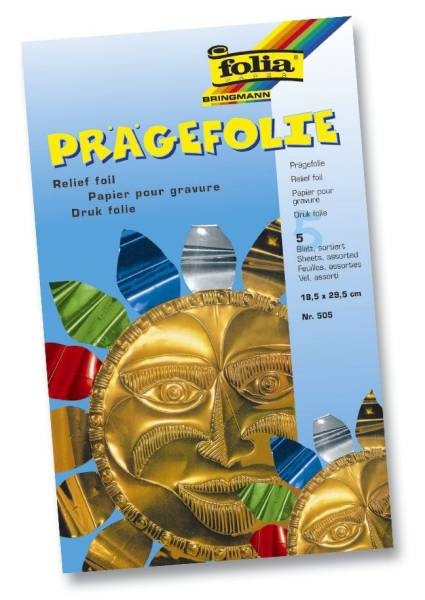 Prägefolie Mappe 18,5 x 29 cm, farbig sortiert, 5 Blatt
