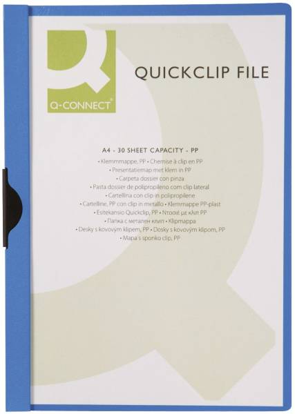 Q-CONNECT Klemmmappe A4 transparent blau KF00462 Metallclip