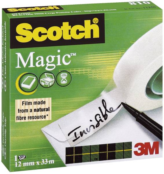 Klebeband Magic 810, Zellulose Acetat, unsichtbar, beschriftbar, 33 m x 12 mm