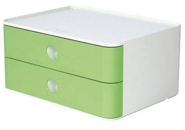 SMART BOX ALLISON Schubladenbox stapelbar, 2 Laden, weiß hellgrün