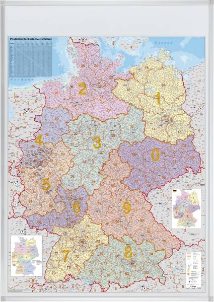 Kartentafel PLZ 98 x 138 cm, beschreibbar, magnethaftend