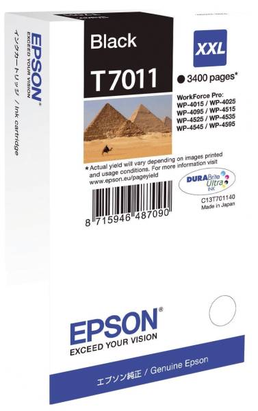 EPSON Inkjetpatrone T7011 schwarz C13T70114010 HY XXL