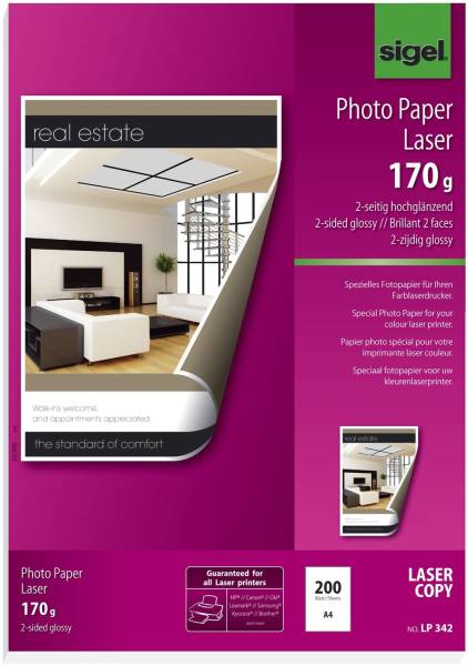 Fotopapier für Farb Laser Kopierer A4, 2 seitig hochglänzend, 170 g qm, 200 Blatt