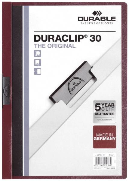 DURABLE Klemmmappe Duraclip A4 aubergine 2200 31 30BL