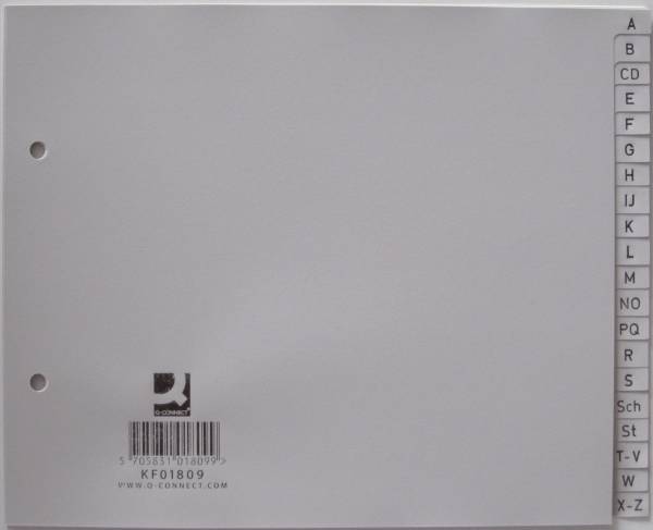 Register A Z, PP, ohne Index, A4, 18 cm hoch, 20 Blatt, grau