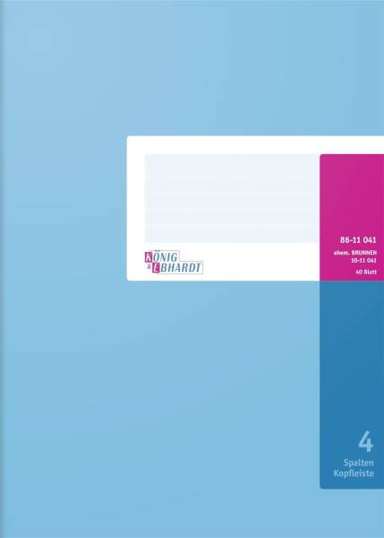 Spaltenbuch Kopfleisten Ausführung A4, 4 Spalten, 40 Blatt, Schema über 1 Seite