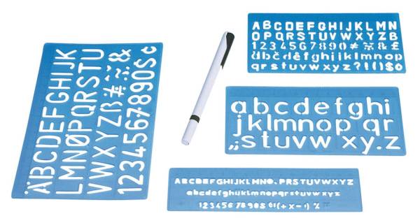 Schriftschablonen 3er Set inkl passendem Schreibgerät