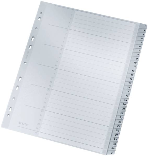 1281 Zahlenregister 1 31, PP, A4 Überbreite, 31 Blatt, grau