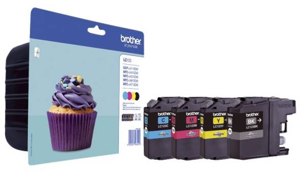 Inkjet Druckpatronen schwarz, cyan, magenta, yellow, 4 x 600 Seiten, LC123VALBPDR®