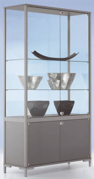 LINK Vitrine 3 Böden silber V80440 80x186x40
