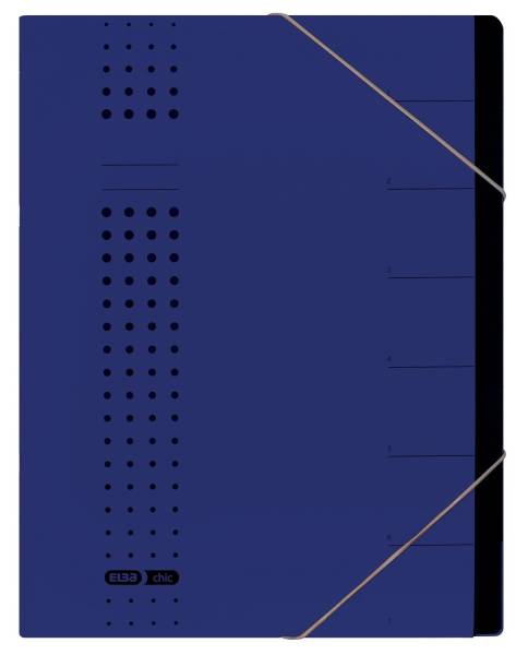 Ordnungsmappe chic 7 Fächer, A4, Karton (RC), 450 g qm, dunkelblau
