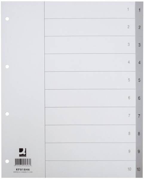 Zahlenregister 1 10, PP, A4 Überbreite, 10 Blatt, grau