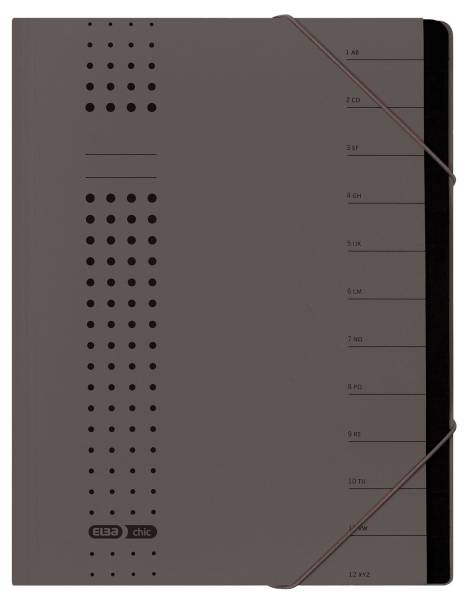 Ordnungsmappe chic, Karton (RC), 450 g qm, A4, 12 Fächer, anthrazit