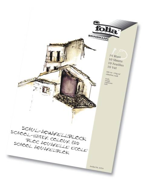 Schul Aquarellblock 150 g qm, DIN A4, weiß, 10 Blatt