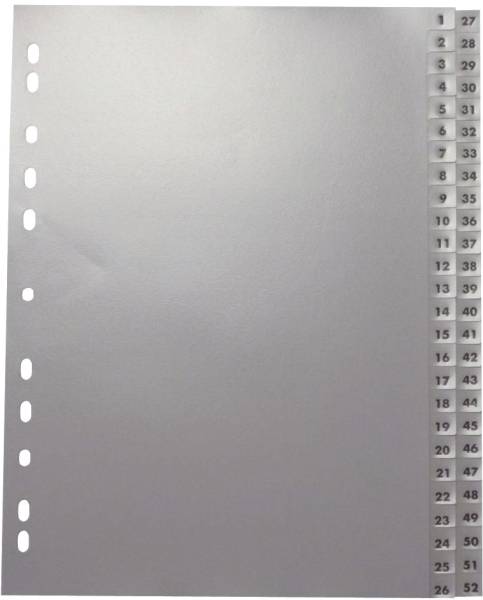 Zahlenregister 1 52, PP, A4, 52 Blatt, 2 Abläufe, grau